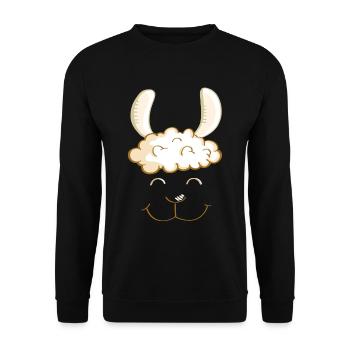 Funny Lama Gesicht - Kopf - Lamas - Geschenk - Unisex Pullover - Schwarz - Vorne - Alina (178cm) & Michal (187cm)