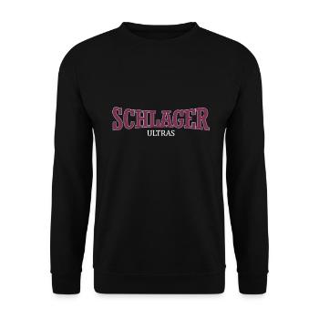 Ich liebe deutschen Schlager - Ultra - Geschenk - Unisex Pullover - Schwarz - Vorne - Alina (178cm) & Michal (187cm)