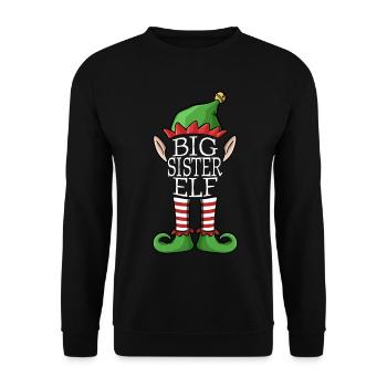 Big Sister Elf Xmas Christmas Family Costume - Unisex Sweatshirt - black - Front - Alina (178cm) & Michal (187cm)