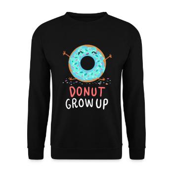 Donut Grow Up Geschenk Kind Tochter Sohn Baby - Unisex Pullover - Schwarz - Vorne - Alina (178cm) & Michal (187cm)
