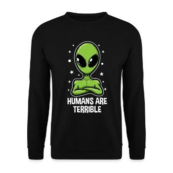 UFO Alien Extraterrestre Alien Tête Cadeau - Sweat-shirt Unisexe - noir - Devant - Alina (178cm) & Michal (187cm)