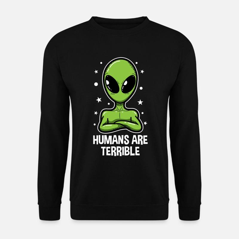 UFO Alien Ausserirdrischer Alienkopf Geschenk - Unisex Pullover - Schwarz