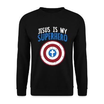 Croix de cadeau de héros super héros Jésus Christ - Sweat-shirt Unisexe - noir - Devant - Alina (178cm) & Michal (187cm)