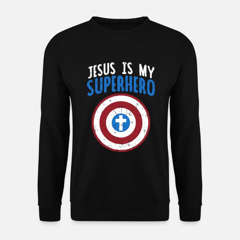 Jesus Christus Held Superheld Geschenk Kreuz - Unisex Pullover - Schwarz