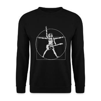 Da Vinci Hardrock Guitar Guitarist Retro Gift - Unisex Sweatshirt - black - Front - Alina (178cm) & Michal (187cm)