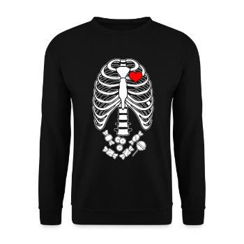 Cadeau de côtes de squelette de bonbons d'Halloween - Sweat-shirt Unisexe - noir - Devant - Alina (178cm) & Michal (187cm)