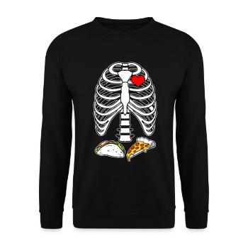 Pizza taco guacamole skeleton ribs gift - Unisex Sweatshirt - black - Front - Alina (178cm) & Michal (187cm)