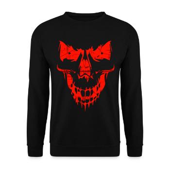 Roter Totenkopf Grunge Stil - Unisex Pullover - Schwarz - Vorne - Alina (178cm) & Michal (187cm)
