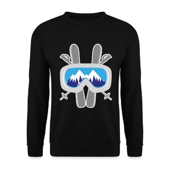 Skibrille Berge Skifahrer Skifahren Ski Geschenk - Unisex Pullover - Schwarz - Vorne - Alina (178cm) & Michal (187cm)