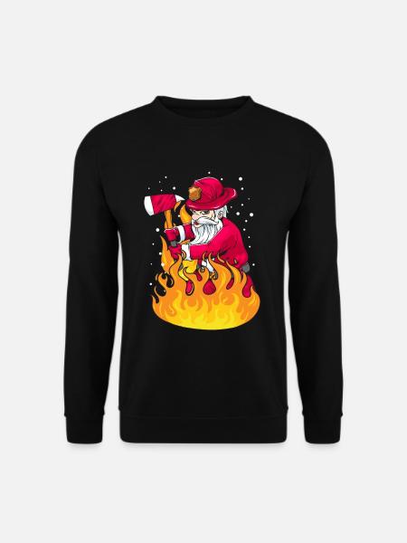 Christmas Santa Firefighter Gift - Unisex Sweatshirt - black