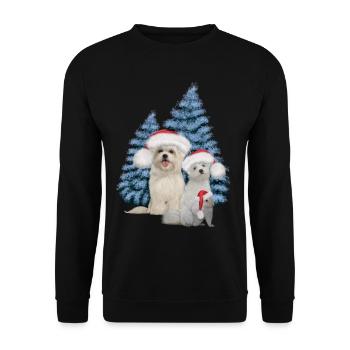 Chien mignon de Noël avec écureuil - Sweat-shirt Unisexe - noir - Devant - Alina (178cm) & Michal (187cm)