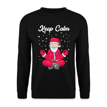 Keep Calm Santa Claus Yoga Meditation Gift - Unisex Sweatshirt - black - Front - Alina (178cm) & Michal (187cm)