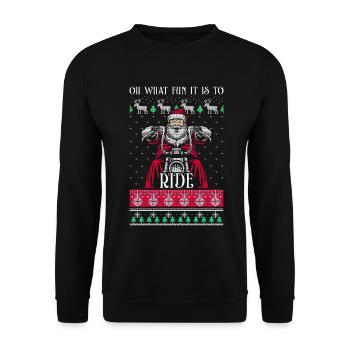 Santa Claus Motorcycle Ugly Christmas Gift - Unisex Sweatshirt - black - Front - Alina (178cm) & Michal (187cm)