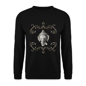 Hindu Elefant Gott ganesh - Unisex Pullover - Schwarz - Vorne - Alina (178cm) & Michal (187cm)