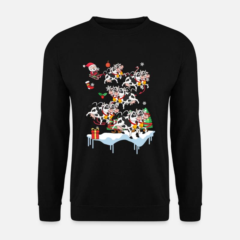 Kuh Kühe Landwirt Santa Weihnachten Geschenk - Unisex Pullover - Schwarz