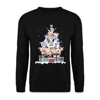 Kuh Kühe Landwirt Bauer Weihnachten Geschenk - Unisex Pullover - Schwarz - Vorne - Alina (178cm) & Michal (187cm)