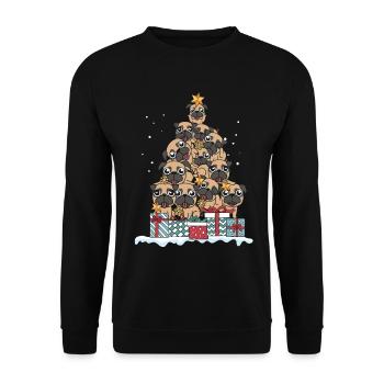 Cadeau de Noël amoureux de chien carlin - Sweat-shirt Unisexe - noir - Devant - Alina (178cm) & Michal (187cm)