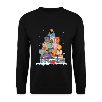 Katze Kätzchen Maine Coon Weihnachten Geschenk - Unisex Pullover - Schwarz - Vorne - Alina (178cm) & Michal (187cm)