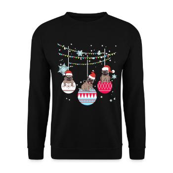 Mops Hund Hundehalter Weihnachten Geschenk - Unisex Pullover - Schwarz - Vorne - Alina (178cm) & Michal (187cm)