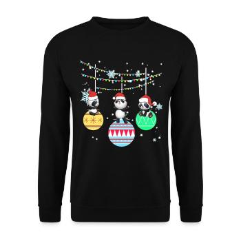 Panda Pandabär Tier Weihnachten Geschenk - Unisex Pullover - Schwarz - Vorne - Alina (178cm) & Michal (187cm)