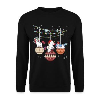 Unicorn Unicorns Santa Christmas Gift - Unisex Sweatshirt - black - Front - Alina (178cm) & Michal (187cm)