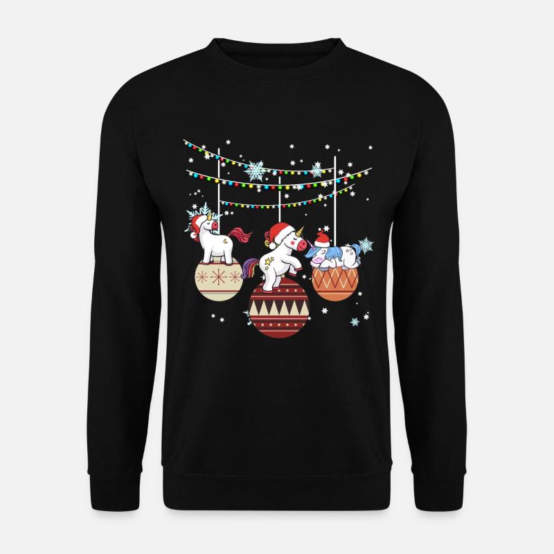 Einhorn Einhörner Santa Weihnachten Geschenk - Unisex Pullover - Schwarz
