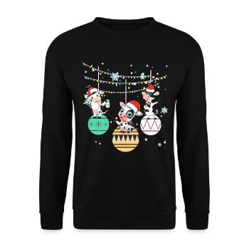 Kuh Kühe Landwirt Bauer Weihnachten Geschenk - Unisex Pullover - Schwarz - Vorne - Alina (178cm) & Michal (187cm)