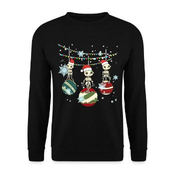 Skelett Skelette Schädel Weihnachten Geschenk - Unisex Pullover - Schwarz - Vorne - Alina (178cm) & Michal (187cm)