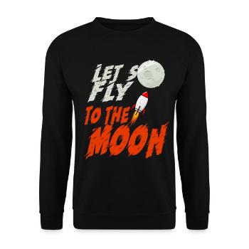 Lass uns zum Mond fliegen - Unisex Pullover - Schwarz - Vorne - Alina (178cm) & Michal (187cm)