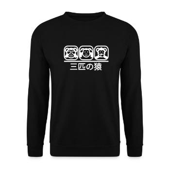 Drei Affen White - Unisex Pullover - Schwarz - Vorne - Alina (178cm) & Michal (187cm)