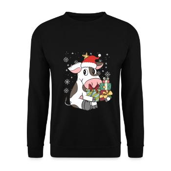 Vache vache paysanne paysan noël cadeau - Sweat-shirt Unisexe - noir - Devant - Alina (178cm) & Michal (187cm)