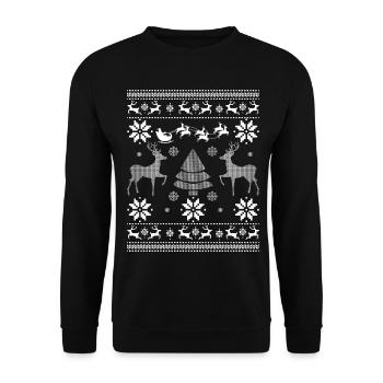 Ugly Christmes Sweater - Unisex Pullover - Schwarz - Vorne - Alina (178cm) & Michal (187cm)