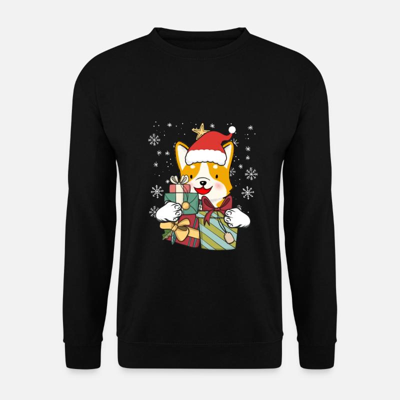 Corgi Hund Weihnachten Santa Geschenk - Unisex Pullover - Schwarz