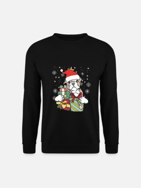 Englische Bulldogge Weihnachten Santa Geschenk - Unisex Pullover - Schwarz