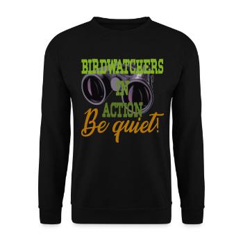 Bird Watching Ornithology - Unisex Sweatshirt - black - Front - Alina (178cm) & Michal (187cm)
