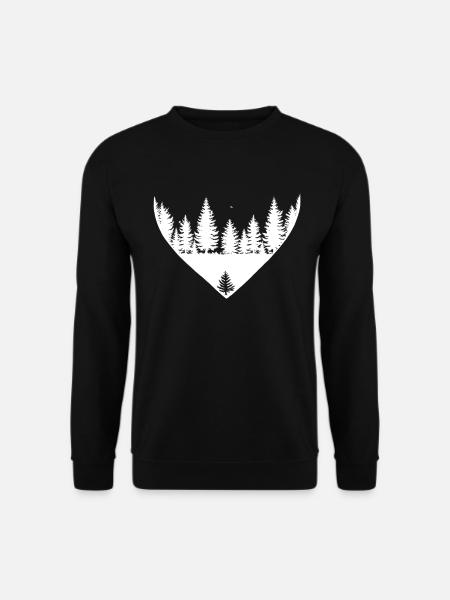 Wald Herz mit kleinen Tierchen für Wald Fans - Unisex Pullover - Schwarz