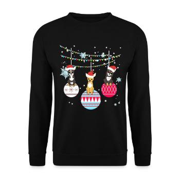 Chihuahua Hund Hundehalter Weihnachten Geschenk - Unisex Pullover - Schwarz - Vorne - Alina (178cm) & Michal (187cm)
