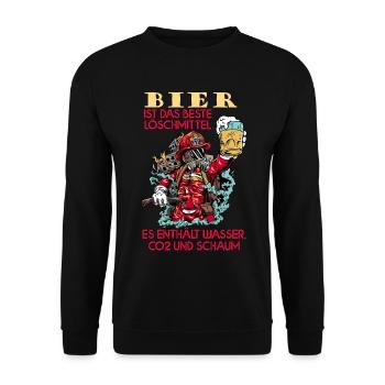 Freiwillige Feuerwehr Feuerwehrmann Bier Geschenk - Unisex Pullover - Schwarz - Vorne - Alina (178cm) & Michal (187cm)