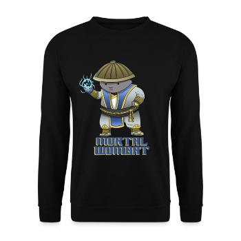 Mortal Wombat - Lustiges Gaming Design - Unisex Pullover - Schwarz - Vorne - Alina (178cm) & Michal (187cm)