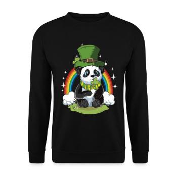 Panda Bear St Patricks Day cadeau bière arc-en-ciel - Sweat-shirt Unisexe - noir - Devant - Alina (178cm) & Michal (187cm)