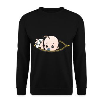 Schwangerschaft Game Controller schwanger Geschenk - Unisex Pullover - Schwarz - Vorne - Alina (178cm) & Michal (187cm)
