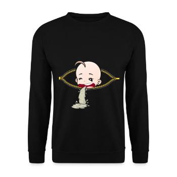 Schwangerschaft Kotzen Übelkeit schwanger Geschenk - Unisex Pullover - Schwarz - Vorne - Alina (178cm) & Michal (187cm)