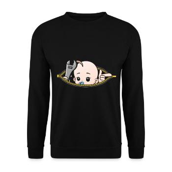 Schwangerschaft Mechaniker Mech schwanger Geschenk - Unisex Pullover - Schwarz - Vorne - Alina (178cm) & Michal (187cm)
