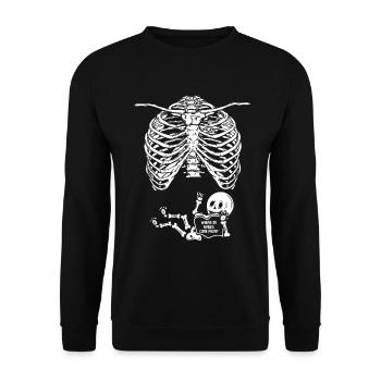 Schwangerschaft Röntgen Rippen Skelett Buch lesen - Unisex Pullover - Schwarz - Vorne - Alina (178cm) & Michal (187cm)