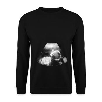 Ultraschall Schwangerschaft Baby Geschenk - Unisex Pullover - Schwarz - Vorne - Alina (178cm) & Michal (187cm)