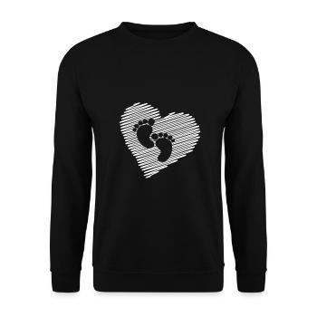 Ich liebe Baby Füsse Herz Schwangerschaft Geschenk - Unisex Pullover - Schwarz - Vorne - Alina (178cm) & Michal (187cm)