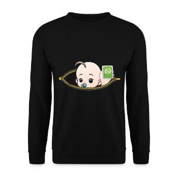 Schwangerschaft Smartphone schwanger Geschenk - Unisex Pullover - Schwarz - Vorne - Alina (178cm) & Michal (187cm)