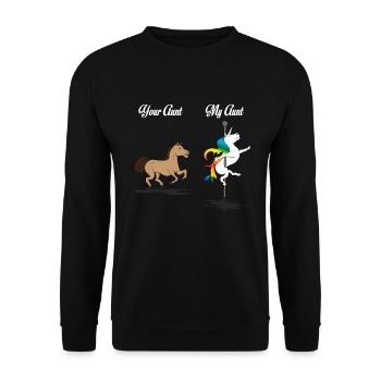 Deine Tante Meine Tante Pferd Einhorn Geschenk - Unisex Pullover - Schwarz - Vorne - Alina (178cm) & Michal (187cm)