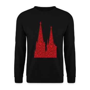 Cathédrale de Cologne Coeurs Kölle Amour Coeur Carnaval Cologne - Sweat-shirt Unisexe - noir - Devant - Alina (178cm) & Michal (187cm)