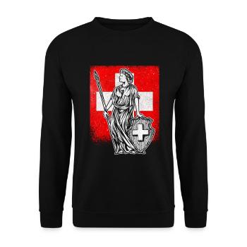 Schweiz Helvetia Patriot Schweizerkreuz Geschenk - Unisex Pullover - Schwarz - Vorne - Alina (178cm) & Michal (187cm)